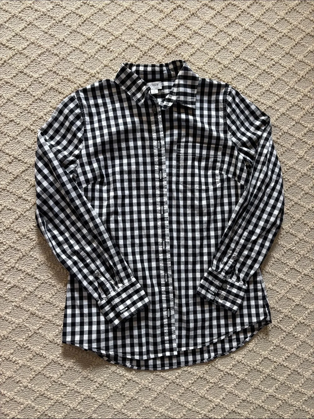 J. Crew Factory Black and White Gingham Button-Down Shirt